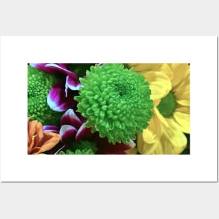 Yellow, Green and Pink Flowers - Autumn Bouquet - Flowers Posters and Art